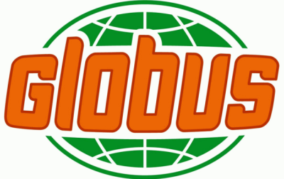 Logo Globus - pro Risolino, rýžové těstoviny s úsměvem